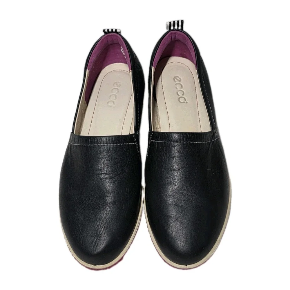 Ecco Womens Size 9.5 Spin Slip-On Shoes Black Leather